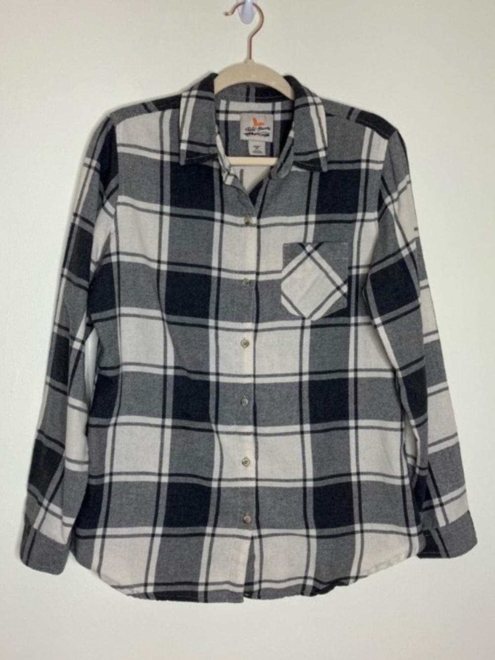 Field & Stream women’s gray plaid flannel button down shirt L